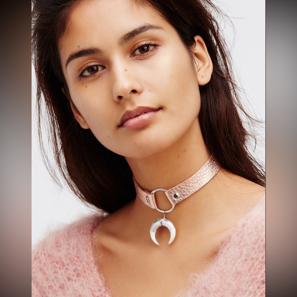 Free People Foiled Horn Leather Choker